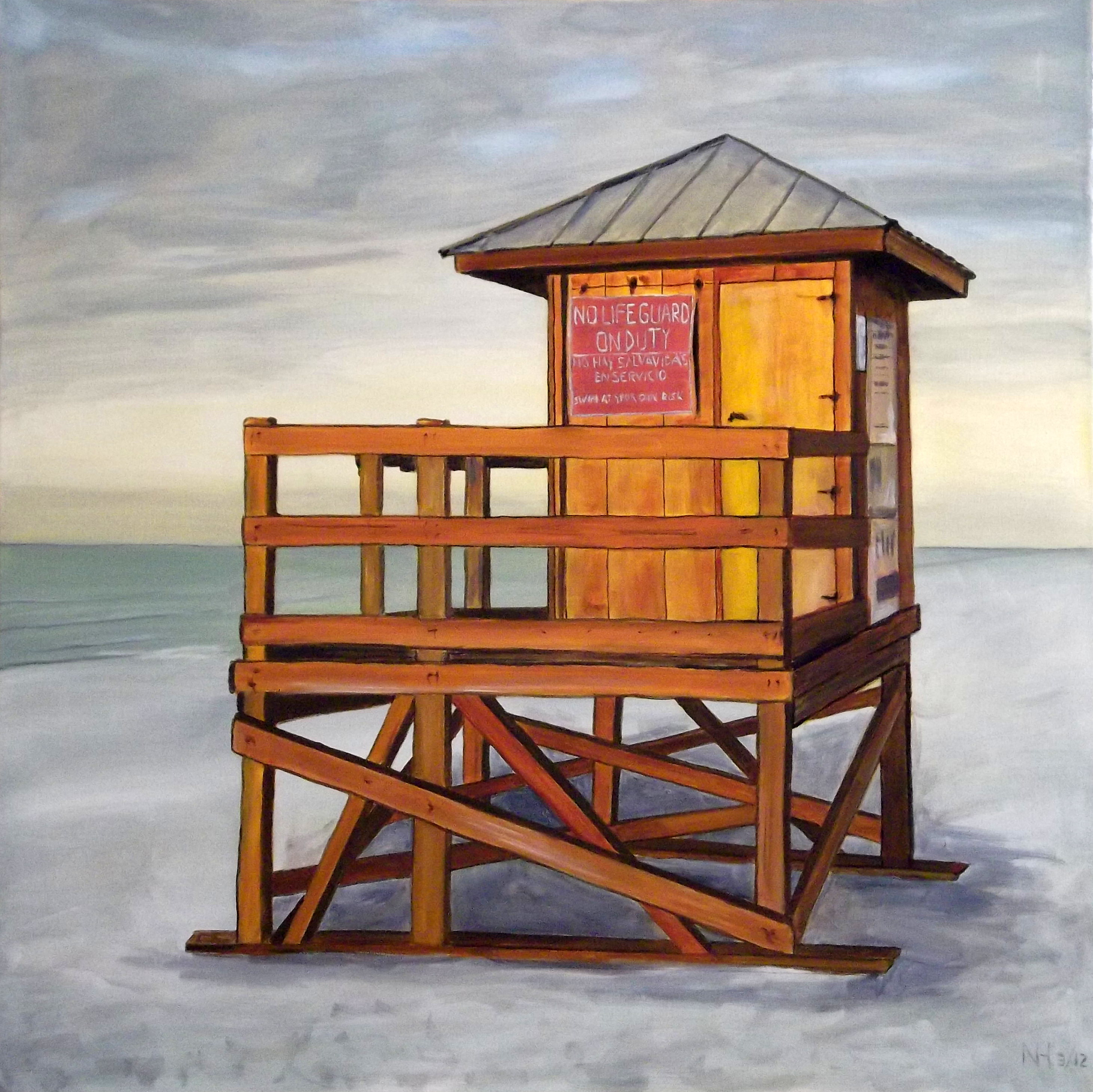 No Lifeguard, Oil on Canvas, 36 x 36 inches, March 2012